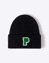 Letter Patch Cuffed Knit Beanie