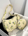 Butterfly Print Shoulder Bag with Purse