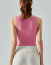 Ribbed Round Neck Sports Tank Top