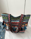 Printed Tassel Detail Tote Bag