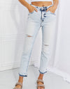 RISEN Full Size Camille Acid Wash Crop Straight Jeans