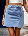 Pocketed High Waist Denim Skirt