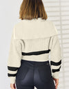 Striped Zip Up Dropped Shoulder Cardigan