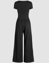 Square Neck Short Sleeve Wide Leg Jumpsuit