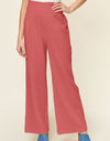 Double Take Full Size Texture Smocked Waist Wide Leg Pants