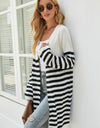 Striped Open Front Longline Cardigan