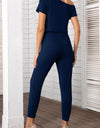 Asymmetrical Neck Short Sleeve Jumpsuit