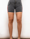 Full Size Side Stripe Zip Closure Denim Shorts