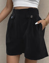 Decorative Button Pocketed Shorts