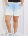 Zenana In The Zone Full Size Dip Dye High Waisted Shorts in Blue