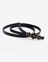 Flower Decor Skinny PU Belt