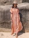 Printed Tie Neck Short Sleeve Dress