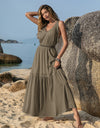 V-Neck Tie Shoulder Crochet Maxi Dress