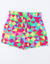 Color Block Elastic Waist Shorts