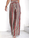 Printed Tie Waist Wide Leg Pants