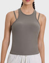 Cutout Round Neck Racerback Active Tank