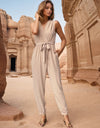 Perfee Tied Surplice Sleeveless Jumpsuit