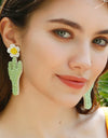 Floral Bead Dangle Earrings