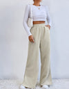 Slit Pocketed High Waist Wide Leg Pants