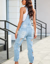 Distressed Denim Overalls with Pockets