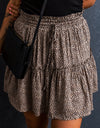 Frill Leopard Elastic Waist Skirt