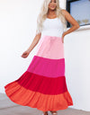 Color Block Tiered Maxi Skirt