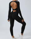 Twisted Backless Long Sleeve Jumpsuit