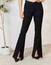 Kancan V-Waistband Slit Flare Pants