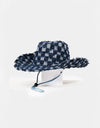 Fame Checkered Fringe Denim Cowboy Hat