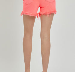 RISEN Raw Hem Asymmetrical Waist Denim Shorts