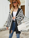 Woven Right Two-Tone Open Front Fuzzy Longline Cardigan