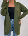 Open Front Rib-Knit Cardigan with Pockets