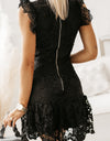 Round Neck Cap Sleeve Lace Mini Dress