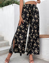 Floral Side Slit Wide Leg Pants