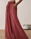 Smocked Paperbag Waist Wide Leg Pants