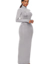 Mock Neck Long Sleeve Maxi Slim Dress