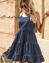 Spaghetti Strap Tiered Denim Dress