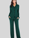 Collared Neck Long Sleeve Loungewear Set with Pockets