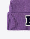 Letter Patch Cuffed Knit Beanie