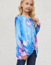 Girls Tie-Dye Twist Front Long Sleeve Top