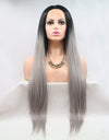 13*3" Lace Front Wigs Synthetic Long Straight 24" 130% Density