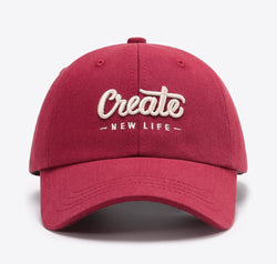 CREATE NEW LIFE Adjustable Cotton Baseball Cap