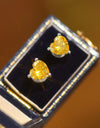 2 Carat Yellow Heart Moissanite Platinum-Plated Earrings