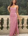 Sequin Backless Split Maxi Dress