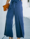 Paperbag Waist Tie Front Wide Leg Pants