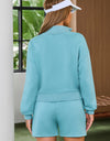 Half Button Sweatshirt and Shorts Active Set