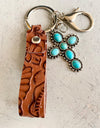 Turquoise Genuine Leather Key Chain