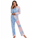 Collared Neck Long Sleeve Loungewear Set with Pockets