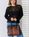 David Jones Leopard Contrast Rivet Handbag