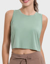 Drawstring Cutout Round Neck Active Tank